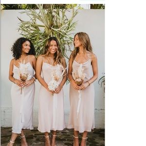 Mumu Verona Cowl Brides Maid Dress in Dusty Blush Crisp